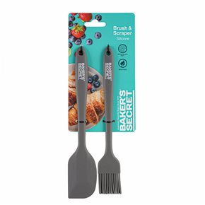 SET PINCEL + ESPATULA SILICONA GRIS/ROJO