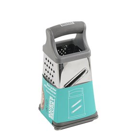RALLADOR 4 CARAS C/CONTENEDOR 11x11x17CM GRIS/ROJO
