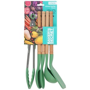 JUEGO 5 PIEZAS UTENSILIOS COCINA VERDE BS