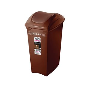 BASURERO 40lts TAPA VAIVEN MARRON