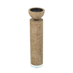 CANDELABRO ALTO MADERA Y VIDRIO 7.5x7.5x35.5CM