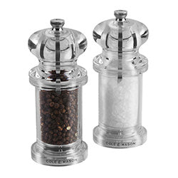 SET 2 MOLINILLOS SAL/PIMIENTA 14CM ACRILICO COBRE