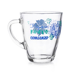 MUG VIDRIO 345ML APOLO "NUEVO COMIENZO" CRISA
