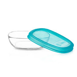 RECIPIENTE VIDRIO 947ML C/TAPA CELESTE CRISA