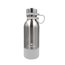 BOTELLA A.INOX 500ML D/PARED SILICONA BLANCA MOBBY
