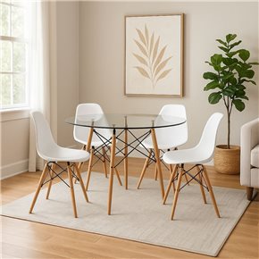 SILLA EAMES COMEDOR CON BASE EN MADERA BLANCA
