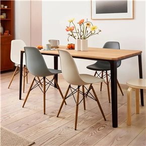 SILLA EAMES COMEDOR CON BASE EN MADERA BEIGE