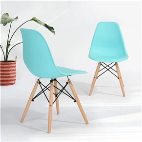 SILLA EAMES COMEDOR CON BASE EN MADERA TURQUESA