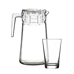 SET JARRA 2L C/ TAPA + 6 VASOS 340CC CITY PASABAHCE