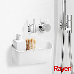 CESTA COLGANTE DUCHA/PILETA 28x8x28CM BLANCO