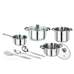 BATERIA DE COCINA 9 PIEZAS ACERO INOXIDABLE SAN IGNACIO