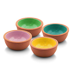 SET 4 BOWLS TERRACOTA D10x4CM 150ML INTERIOR COLOR