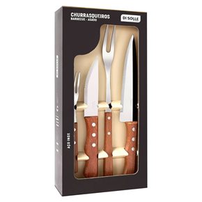 JUEGO 4 PIEZAS TENEDOR + CUCHILLO ASADO TRADICION DI SOLLE