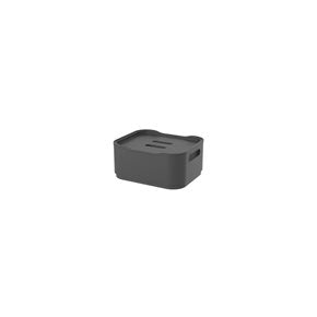 CESTO C/TAPA PLASTICO FIT 18.5x15x8CM GRIS OSCURO