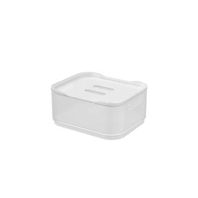 CESTO C/TAPA PLASTICO RECTANGULAR  30.5x19x12CM NATURAL