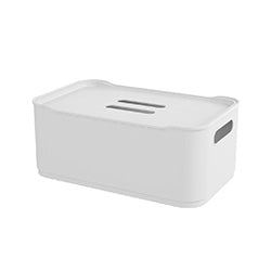 CANASTO C/TAPA PLASTICO FIT 30.5x19x12CM BLANCO