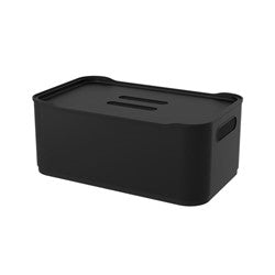 CANASTO C/TAPA PLASTICO FIT 30.5x19x12CM NEGRO