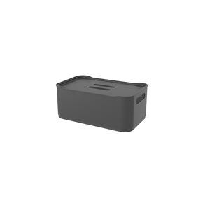 CESTO C/TAPA PLASTICO RECTANGULAR 30.5x19x12CM GRIS OSCURO