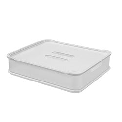 CANASTO C/TAPA PLASTICO RECT 38x32x8CM NATURAL