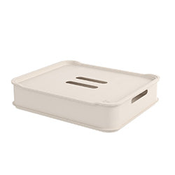 CANASTO C/TAPA PLASTICO FIT 38x32x8CM LIGHT GRAY