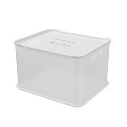 CANASTO C/TAPA PLASTICO RECT 38x32x23CM NATURAL