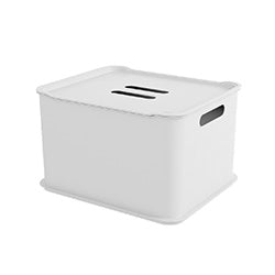 CANASTO C/TAPA PLASTICO FIT 38x32x23CM BLANCO