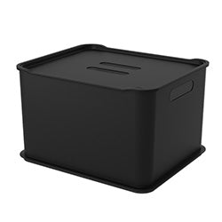 CANASTO C/TAPA PLASTICO  38x32x23CM NEGRO