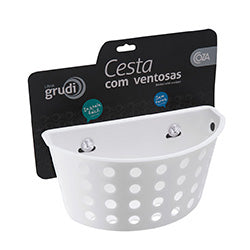 CESTO PLASTICO DE PARED C/VENTOSA BLANCO COZA