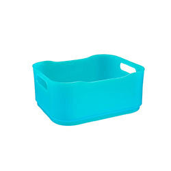 CANASTO PLASTICO RECT 18.5*15*8CM VERDE AGUA COZA