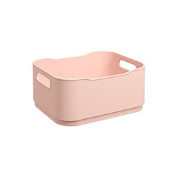 CANASTO PLASTICO RECTANGULAR ROSA BLUSH COZA 18.5x15x8CM