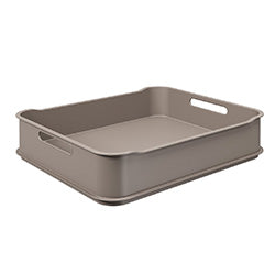 CANASTO PLASTICO RECTANGULAR WARM GRAY COZA.  38x32x8CM