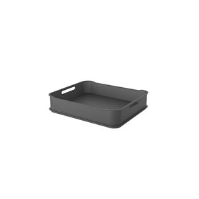 CESTO PLASTICO RECTANGULAR 38x32x8CM GRIS OSCURO COZA