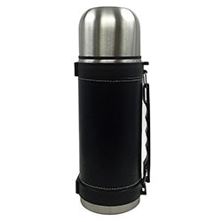 TERMO ACERO 1.1 LT SIMIL CUERO NEGRO