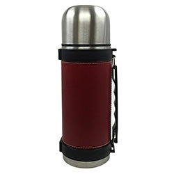 TERMO ACERO 1.1 LT SIMIL CUERO ROJO