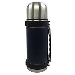 TERMO ACERO 1.1 LT SIMIL CUERO AZUL