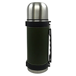 TERMO ACERO 1.1 LT SIMIL CUERO VERDE
