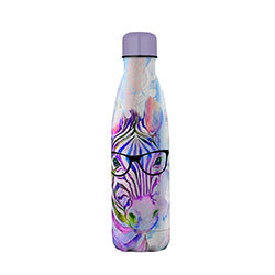 BOTELLA TERMICA DOBLE PARED 500ML CEBRA LENTES