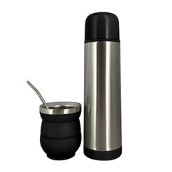 SET MATE C/ BOMBILLA Y TERMO 500ML NEGRO