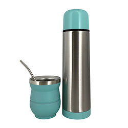 SET MATE C/ BOMBILLA Y TERMO 500ML VERDE AGUA