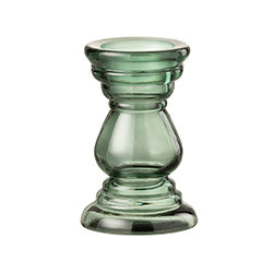 CANDELABRO DE VIDRIO 12.5X12.5X20CM VERDE