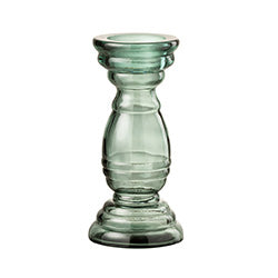 CANDELABRO DE VIDRIO 13X13X28CM VERDE