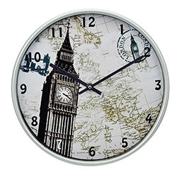 RELOJ DE PARED PLASTICO D30/H4CM DISEÑO LONDON