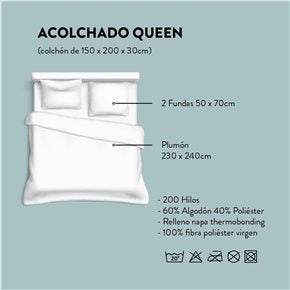 ACOLCHADO QUEEN 200H230x240CM TEMPS  CANNON