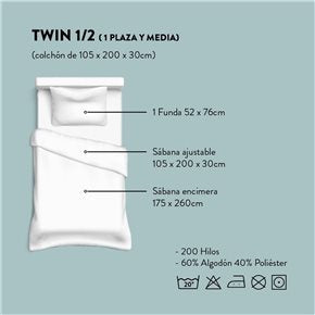 JUEGO DE SABANAS TWIN 105x200CM 200H ABBYS CANNON