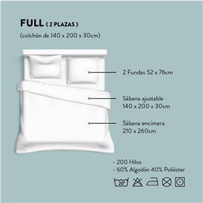 JUEGO DE SABANAS FULL 200H 140x200CM ABBYS CANNON
