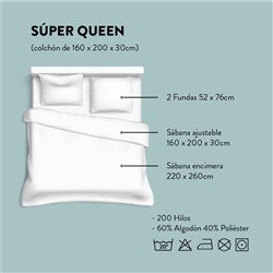 JUEGO DE SABANA QUEEN 160x200CM 200H BERING CANNON