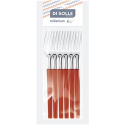 SET 6 TENEDOR MESA 19.8CM M/ROJO MILLENIUM