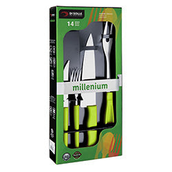 JUEGO 14 PIEZAS ASADO MANGO VERDE MILLENIUM CAJA DI SOLLE