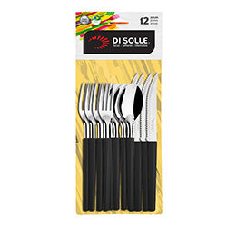 JUEGO 12 PIEZAS ACERO INOX MANGO NEGRO MILLENIUM DI SOLLE
