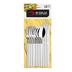 JUEGO 12 PIEZAS ACERO INOX MANGO BLANCO MILLENIUM DI SOLLE